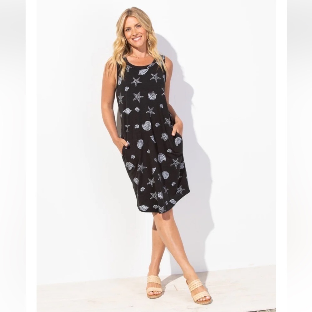 * New Escape by Habitat Sz Sm Black Shell Cotton Tank Dress